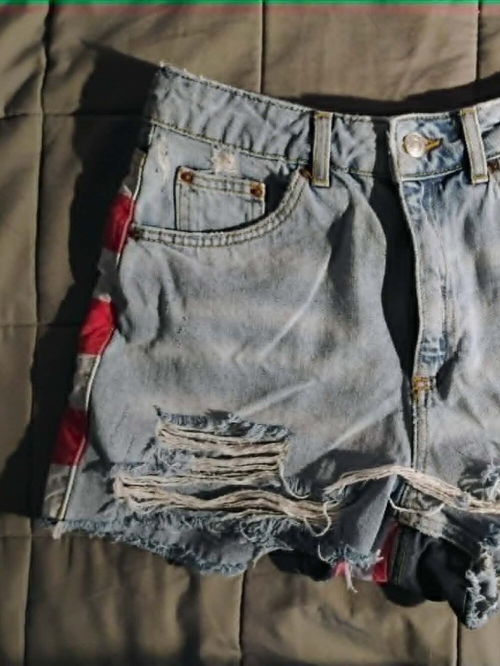 Topshop Mom Moto American Flag Shorts